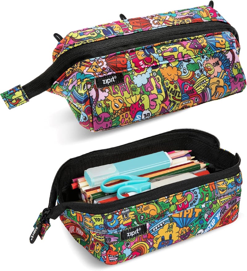 Zipit Lenny Pencil Case, Large Capacity Zipper Pouch for School, Stationery Bag for Teen Girls Boys and Adults, Colorful - Image 1